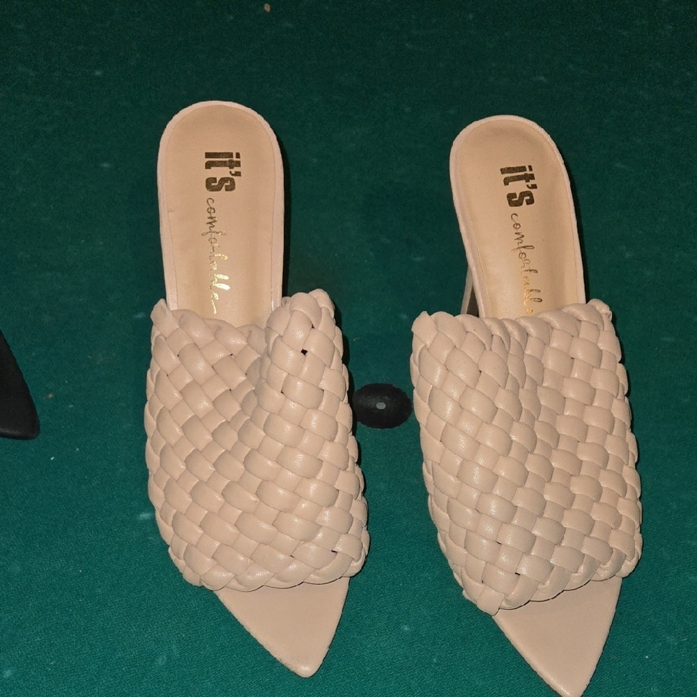 Elegant Cream Woven Mules by